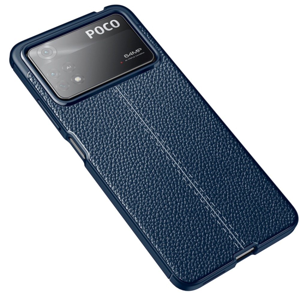 Xiaomi Poco X4 Pro 5G Удароустойчив Litchi Skin Калъф и Протектор