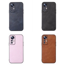 Xiaomi 12 Lite Удароустойчив Litchi Skin Калъф и Протектор