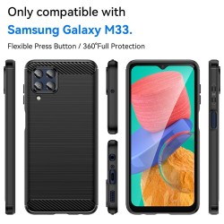 Samsung Galaxy M33 5G Удароустойчив  Carbon Fiber Калъф и Протектор
