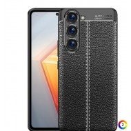 Samsung Galaxy S23 5G Удароустойчив Litchi Skin Калъф и Протектор