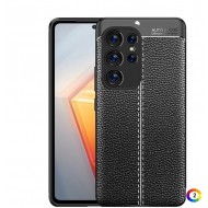 Samsung Galaxy S23 Ultra 5G Удароустойчив Litchi Skin Калъф и Протектор