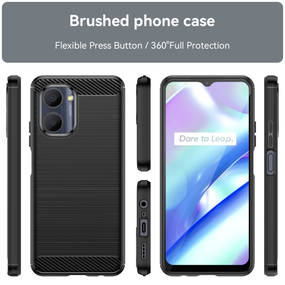 Realme C33 Удароустойчив Carbon Fiber Калъф и Протектор