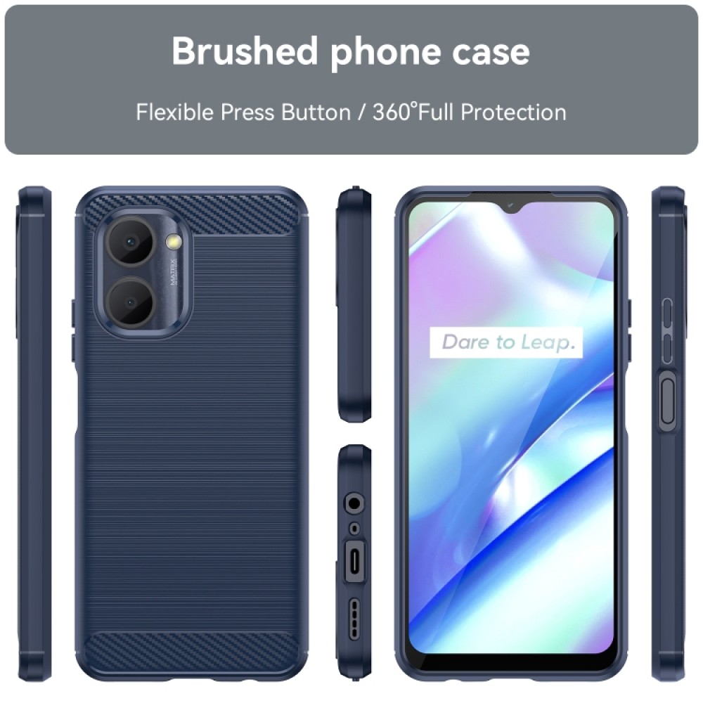 Realme C33 Удароустойчив Carbon Fiber Калъф и Протектор