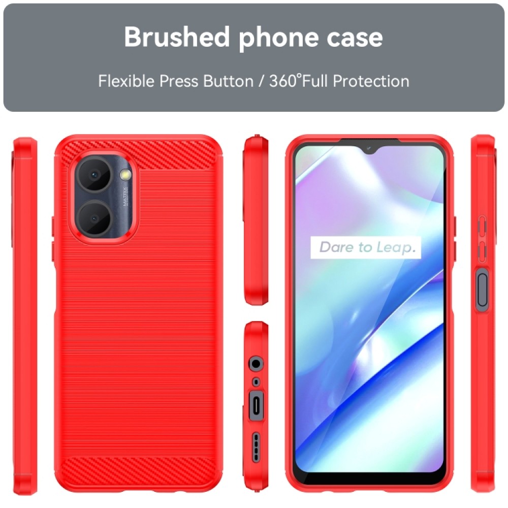 Realme C33 Удароустойчив Carbon Fiber Калъф и Протектор