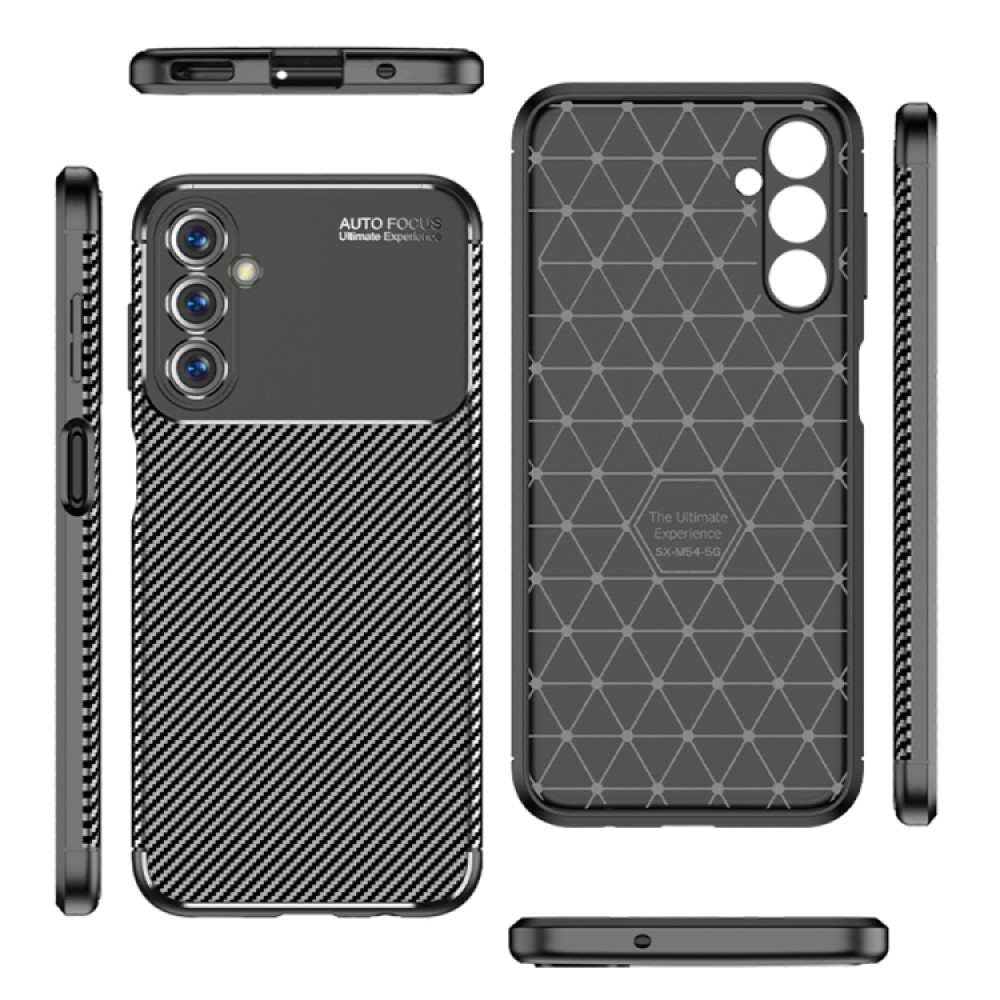 Samsung Galaxy M54 5G Удароустойчив Carbon Fiber Калъф и Протектор