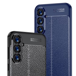 Samsung Galaxy S23 FE 5G Удароустойчив Litchi Skin Калъф и Протектор