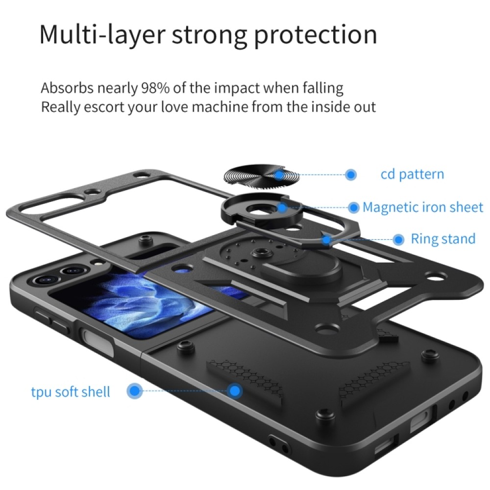 Samsung Galaxy Z Flip5 Удароустойчив Ring Holder Калъф и Протектор