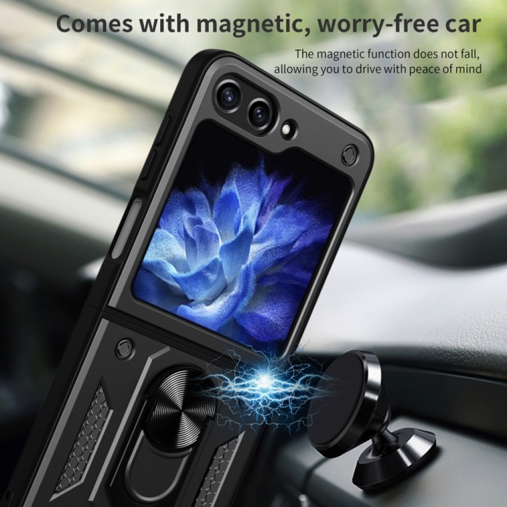 Samsung Galaxy Z Flip5 Удароустойчив Ring Holder Калъф и Протектор