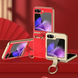 Samsung Galaxy Z Flip5 Electroplated Ring Holder Кожен Калъф и Протектор