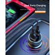 ESSAGER PD3.0+QC3.0 36W зарядно за кола с дисплей, Type-C, USB-A - черен