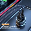 ESSAGER PD3.0+QC3.0 36W зарядно за кола с дисплей, Type-C, USB-A - черен