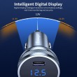 ESSAGER PD3.0+QC3.0 36W зарядно за кола с дисплей, Type-C, USB-A - черен