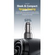 ESSAGER PD 45W зарядно за кола адаптер с дисплей, USB-A, Type-C - черен/сив