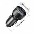 ESSAGER PD 45W зарядно за кола адаптер с дисплей, USB-A, Type-C - черен/сив