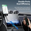 ESSAGER PD 45W зарядно за кола адаптер с дисплей, USB-A, Type-C - черен/сив