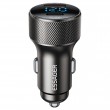 ESSAGER PD 45W зарядно за кола адаптер с дисплей, USB-A, Type-C - черен/сив