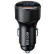 ESSAGER PD 36W зарядно за кола с дисплей, USB-A, Type-C - черен/сив
