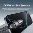 ESSAGER PD 36W зарядно за кола с дисплей, USB-A, Type-C - черен/сив