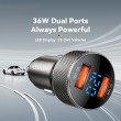 ESSAGER PD 36W зарядно за кола с дисплей, USB-A, Type-C - черен/сив