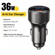 ESSAGER PD 36W зарядно за кола с дисплей, USB-A, Type-C - черен/сив