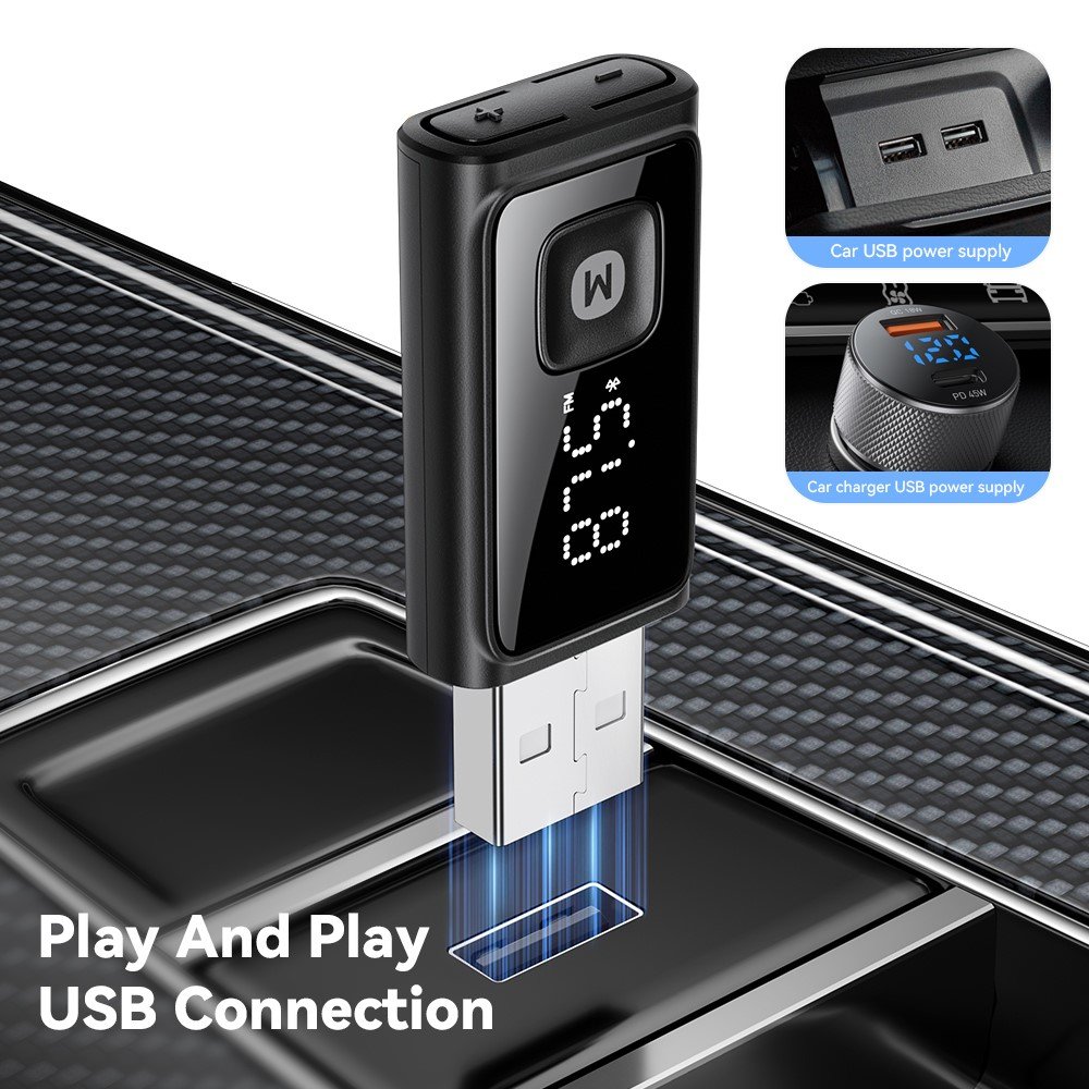 ESSAGER Bluetooth FM Трансмитер за Автомобил с Вграден Микрофон и HD Разговори