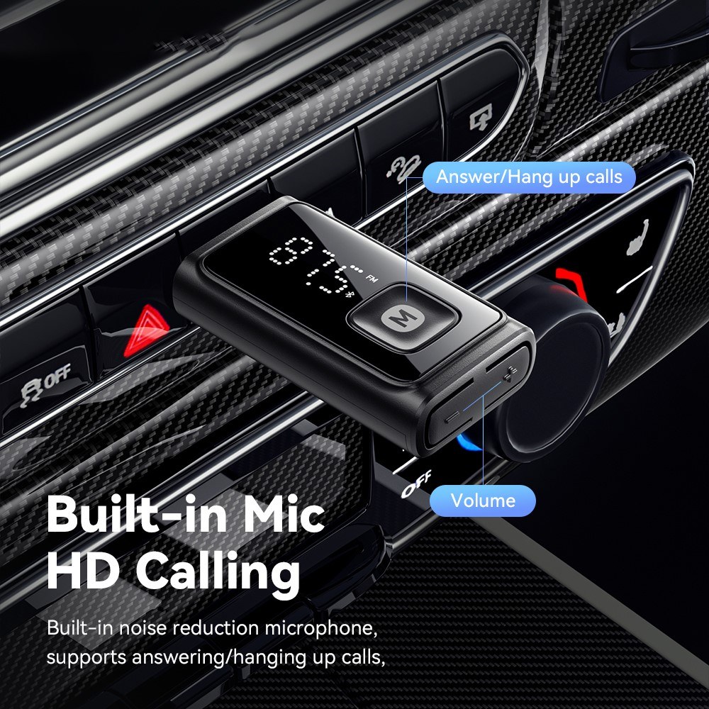 ESSAGER Bluetooth FM Трансмитер за Автомобил с Вграден Микрофон и HD Разговори