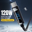ESSAGER EXC120-HC0G-P USB-A към Type-C Кабел за Данни и Зареждане 120W с Дигитален Дисплей  1 м