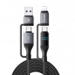 ESSAGER 4 в 1 Кабел за Данни с Дигитален Дисплей PD 100W Бързо Зареждане 1 м