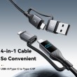 ESSAGER 4 в 1 Кабел за Данни с Дигитален Дисплей PD 100W Бързо Зареждане 1 м