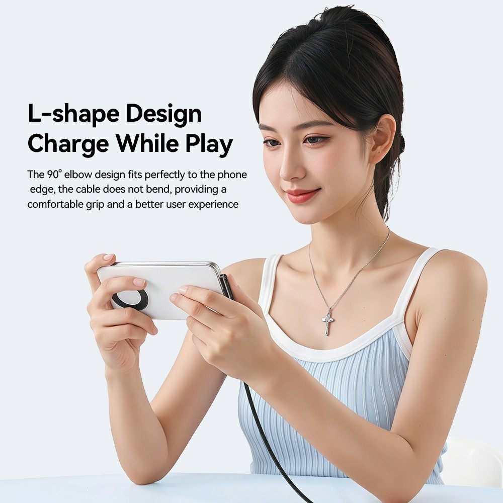 ESSAGER USB-A към Type-C L-Shape Кабел за Данни и зареждане 7A 100W с Поставка за Игри 1 м