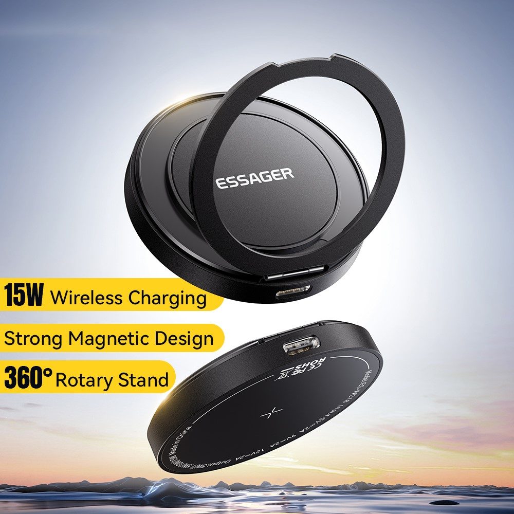 ESSAGER ES-WC18 Магнитно Безжично Зарядно със Стойка 15W за iOS и Android