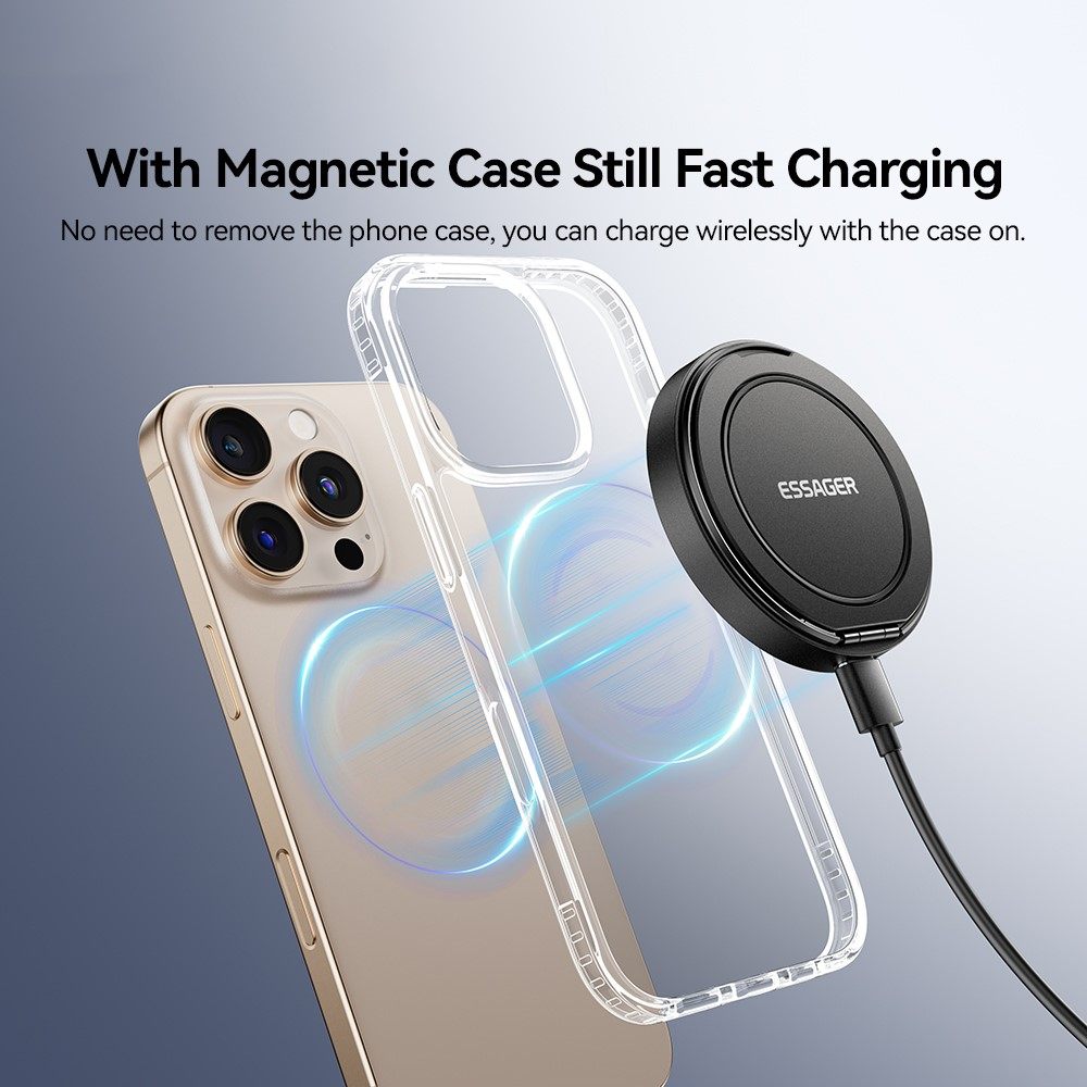 ESSAGER ES-WC18 Магнитно Безжично Зарядно със Стойка 15W за iOS и Android