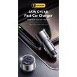 ESSAGER PD 45W зарядно за кола, 3 порта, Type-C, iP, USB-A - черен/сив