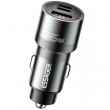 ESSAGER PD 45W зарядно за кола, 3 порта, Type-C, iP, USB-A - черен/сив