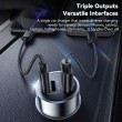 ESSAGER PD 45W зарядно за кола, 3 порта, Type-C, iP, USB-A - черен/сив