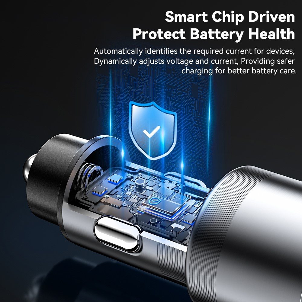 ESSAGER PD 45W зарядно за кола, 3 порта, Type-C, iP, USB-A - черен/сив