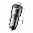 ESSAGER PD 45W зарядно за кола, 3 порта, Type-C, iP, USB-A - черен/сив