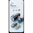 ESSAGER F689 66W зарядно за кола, 2x Type-C, USB-A, алуминий - черен
