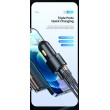 ESSAGER F689 66W зарядно за кола, 2x Type-C, USB-A, алуминий - черен
