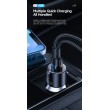 ESSAGER F689 66W зарядно за кола, 2x Type-C, USB-A, алуминий - черен