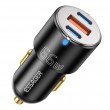 ESSAGER F689 66W зарядно за кола, 2x Type-C, USB-A, алуминий - черен