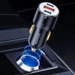 ESSAGER F689 66W зарядно за кола, 2x Type-C, USB-A, алуминий - черен