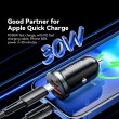 ESSAGER ES-CC12 30W зарядно за кола, USB-A, Type-C, ултралек - черен