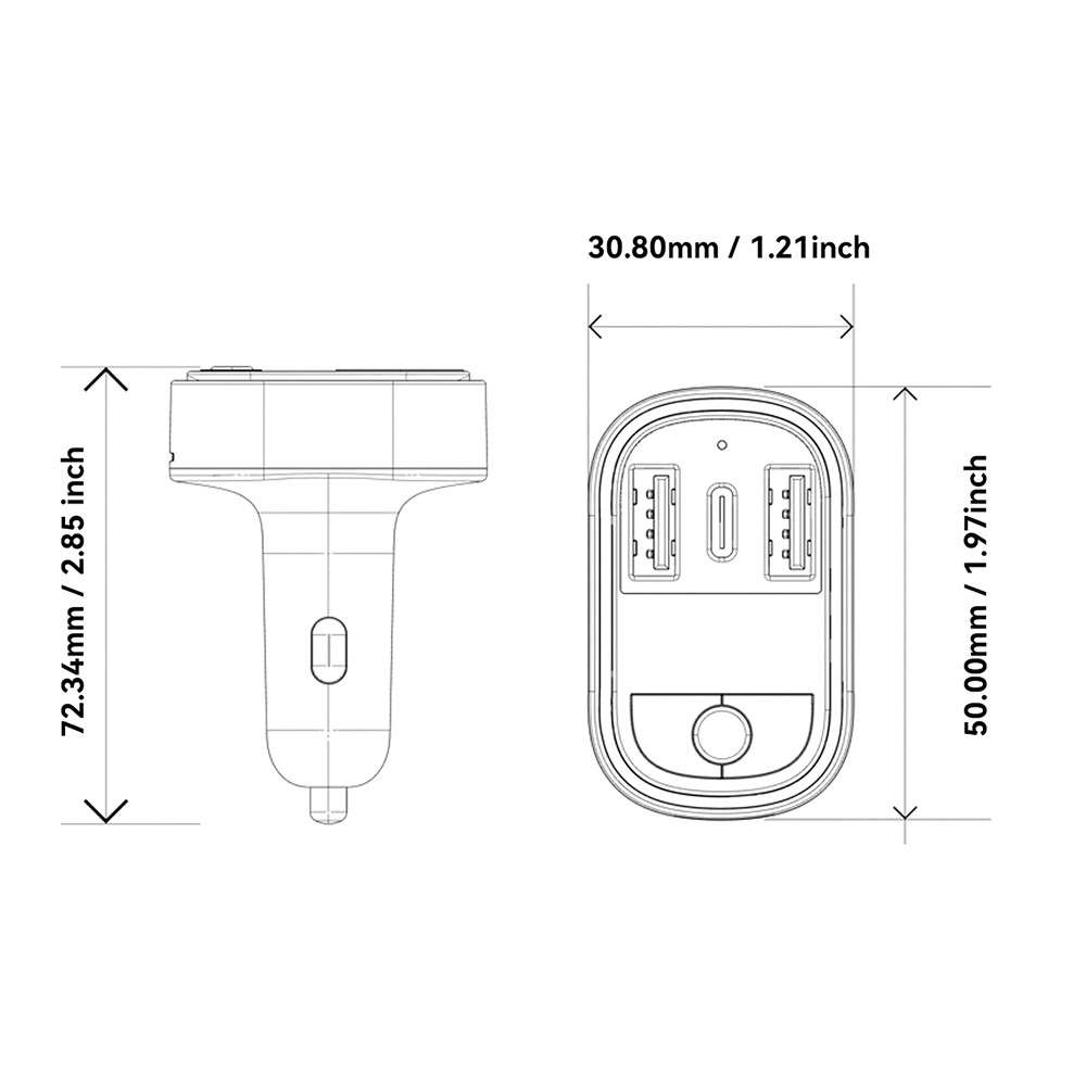 ESSAGER ECCFM-CT0G-P 35W PD Автомобилно Зарядно с FM Трансмитер, Bluetooth 5.3 и USB-A + Type-C