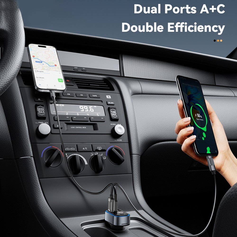 ESSAGER ECCFM-CT0G-P 35W PD Автомобилно Зарядно с FM Трансмитер, Bluetooth 5.3 и USB-A + Type-C
