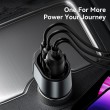 ESSAGER 120W зарядно за кола с разклонител, USB-A, Type-C, 85W запалка - черен
