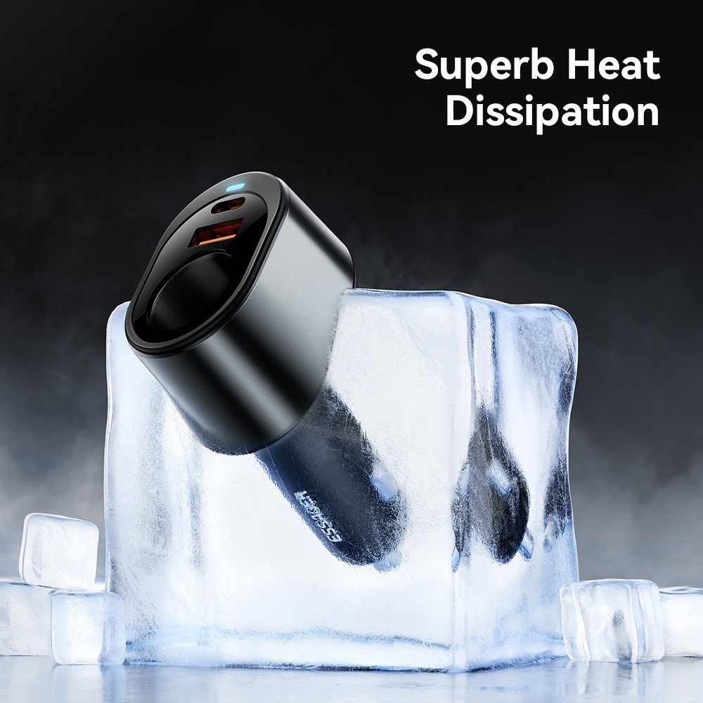 ESSAGER 120W зарядно за кола с разклонител, USB-A, Type-C, 85W запалка - черен