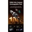 ESSAGER 100W азарядно за кола с дисплей, USB-A, Type-C - черен/сив