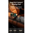 ESSAGER 100W азарядно за кола с дисплей, USB-A, Type-C - черен/сив
