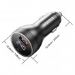 ESSAGER 100W азарядно за кола с дисплей, USB-A, Type-C - черен/сив